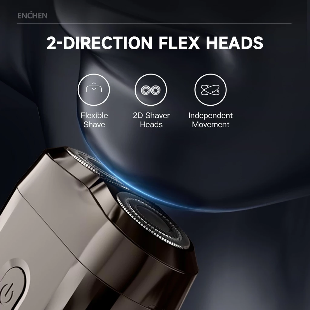 Enchen Mini 6 Portable Electric Shaver - 2 direction flex heads