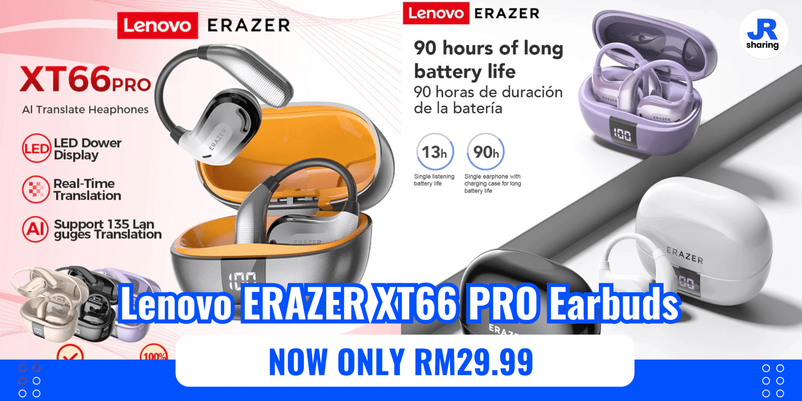 🎧 Lenovo ERAZER XT66 PRO AI Translator Earbuds — Smart Audio Meets Real-Time Translation