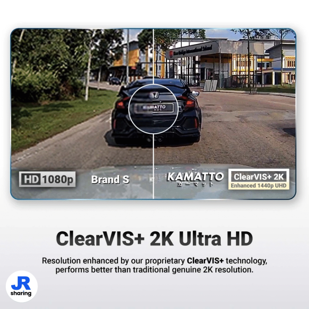 Kamatto k60 dashcam 2k clearVIS