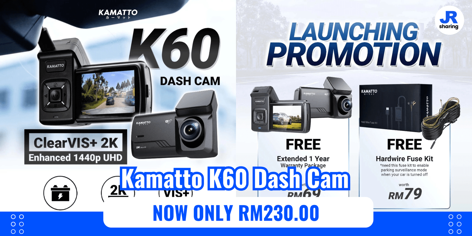 Kamatto K60 Dash Cam — ClearVIS+ Protection for Every Drive